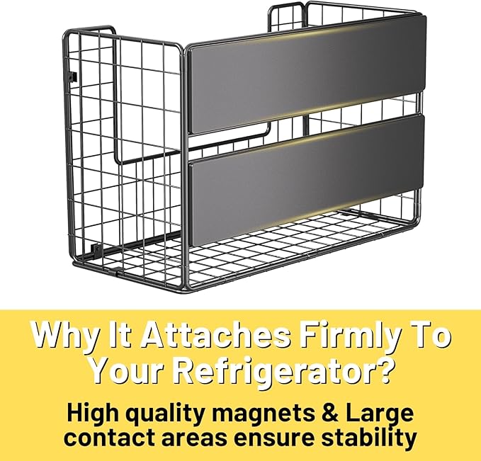 2 Set Magnetic Shelf for Fridge , Fruit Potato & Onion Storage Bins, Pantry Organizers & Storage, Large Container Magnetic Basket for Refrigerator, Kitchen Counter, Cabinet, Magnetic Fridge Organizer