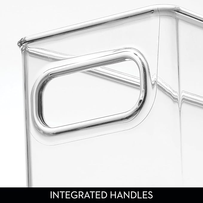 iDesign Fridge Storage Bin Set - Includes Bins with Handles and Water Bottle Holder, Set of 8, Clear