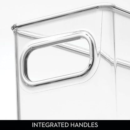 iDesign Fridge Storage Bin Set - Includes Bins with Handles and Water Bottle Holder, Set of 8, Clear