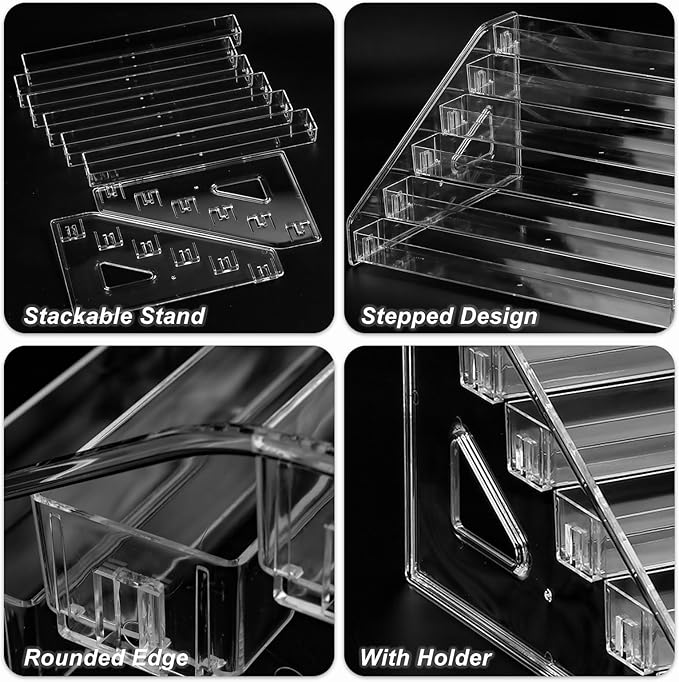 SUTOKAKA Nail Polish Organizer Clear Acrylic Eyeglasses Display Holder Essential Oil Storage Rack Makeup Stand Tray - 6 Layer