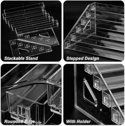 SUTOKAKA Nail Polish Organizer Clear Acrylic Eyeglasses Display Holder Essential Oil Storage Rack Makeup Stand Tray - 6 Layer
