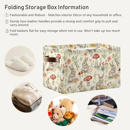 Easter Mushroom Bunny Rectangular Storage Basket Organizer Bin Shelf Baskets For Clothes Gifts For Home Office Dorm