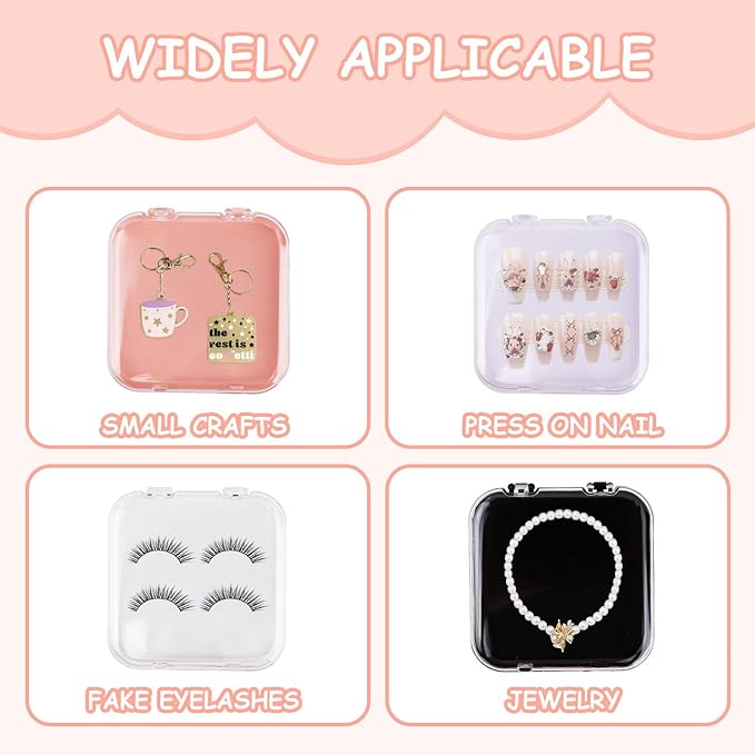 LOGJAM 16 Press On Nail Packaging Boxes, 3 Inch Acrylic Fake Nail Storage Display Case Containers with 72 Adhesive Nail Tapes for Nail Salon Supplies Nail Art