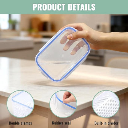 3 PCS Fruit Storage Containers for Fridge Food Berry Storage Container Set with Removable Strainer Lid Berries Container for Fridge BPA-Free Plastic Crisper for Long-Term Freshness