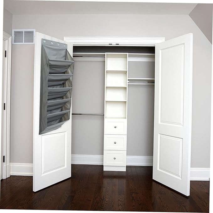 STOBAZA Hanging Storage Organizer for Shoes and Accessories No-assembly Door Pouch Versatile Space-saver for Bedroom Bathroom and Laundry Room Gray Design