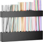 9.5 Inch Cabinet Door Acrylic Straw Holder with Double-Sided Tape, Kitchen Countertop Cabinet Storage Box Organizer for Straws (Black)