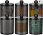 6 Pack Acrylic Qtip Holder Dispenser for Cotton Swabs, Balls, Pads, Floss Picks- Clear Plastic Canister Apothecary Jar Set, Bathroom Essentials Accessories Decor Vanity Makeup Storage Organizer -Black