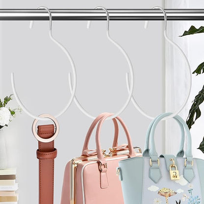 5 Pieces Non-Slip Tie Hanging Hooks Scarf Ring Hanger Belt Organizer Closet Accessories Organizer for Ties Scarves Belts and Jewelry (White)