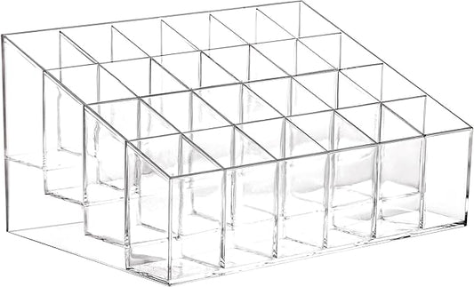 Tecbeauty Lipstick Holder, 24 Slots Clear Lipstick Organizer Acrylic Lipgloss Storage Display, Small