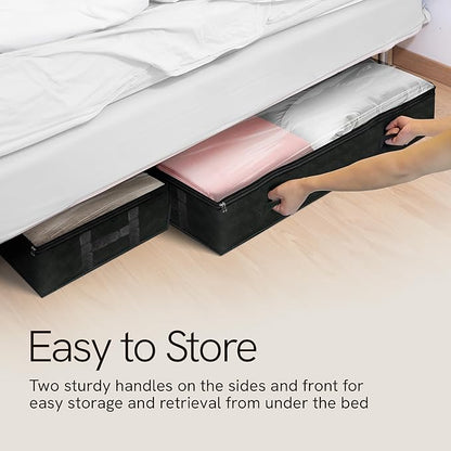 Reli. 90L Under Bed Storage Containers (8 Pack) | Closet Organizer with Clear Window | Underbed Storage Bins for Towels, Sweaters, Linens | Large Organizer for Closet (Black)