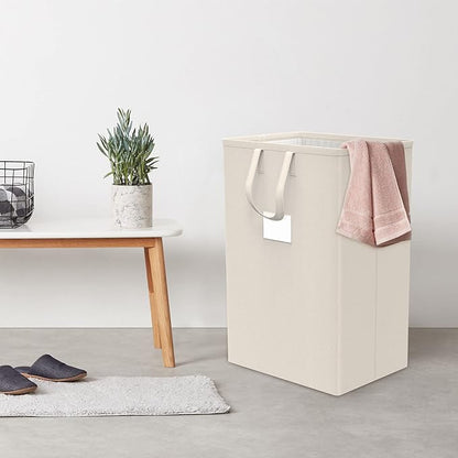 75L Large Laundry Hamper with Handles, Dirty Clothes Hamper for Bedroom Waterproof, Freestanding Tall Laundry Basket Waterproof, Hamper for Bedroom, Bathroom, Dorm, Toys Storage(Ivory）