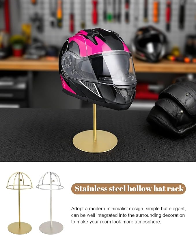 CHADWICK Adjustable Stainless Steel Hat Display Stand - Hollow Golden - Perfect for Home and Boutique Hat Showcasing