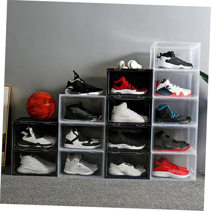 Unomor Shoe Storage Box with Dustproof and Moisture-resistant Design, Sturdy Buckle-connected Stackable Shoe Organizer for Home Closet and Sneaker Storage