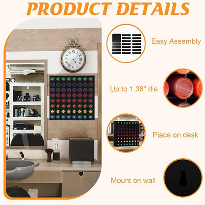2 Pack of 128 Grids Black Hair Color Organizer for 2oz Shades EQ Wall Mounted Hair Color Rack Stackable Hair Dye Holder Paint Bottle Rack Stand for Salon Decor Lumishine Warhammer Use(2, Black)
