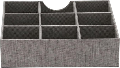 Household Essentials Grey 728-1 Deep 9 Section Drawer Organizer Box for Storage 12 in x 3.13