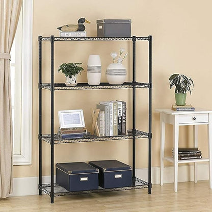 4 Tier Wire Shelving Rack Wire Shelving Unit, Metal Steel Shelves Adjustable Storage Organizer,1000 LBS Capacity, 54" H x 36" W x 14" D, Garage Shelving Rack for Office Kitchen Pantry Black