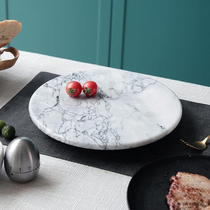 jalz jalz 12'' Marble Lazy Susan for Countertop Kitchen Turntable Storage Turner countertop Organizer Convenient Serving Rotation Spinning Tabletop Organizer Swiveling Serving Tray Revolving Platter