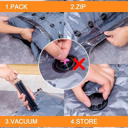 GONGSHI Vacuum Seal Bags for Clothing Travel & Home Storage, Travel Vacuum Bags with Pump,Space Saver for Blankets, Comforters, Pillows, Clothes,24 Combo with Electric Pump