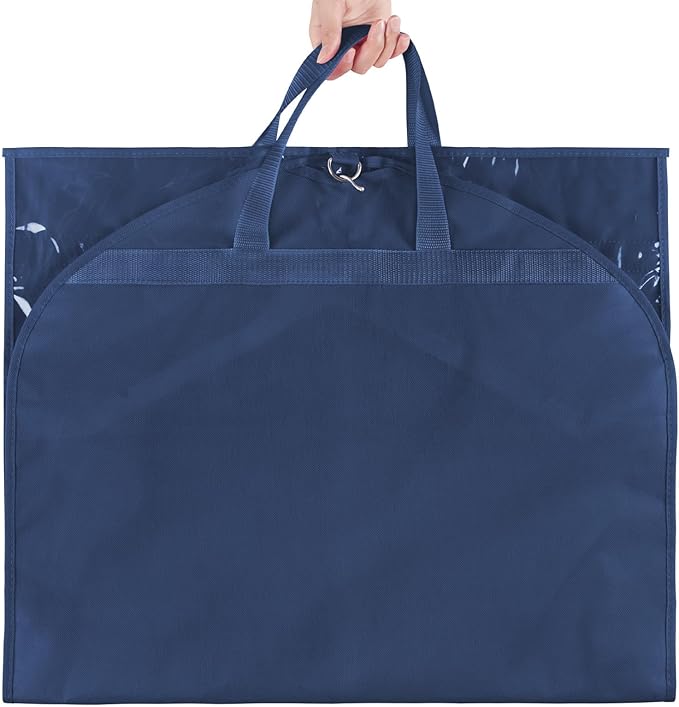 KEEGH Clear Garment Bags for Dance Costumes 40 inch Dance Garment Bags for Dancers Hanging Clothes for Closet Storage, with 4 Zipper Pockets for Dance Competitions, Ballet, Theatre, 6 Pack, Navy Blue