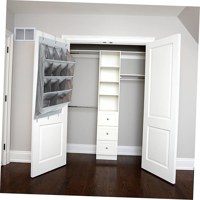 Ciieeo Multi-layer over The Door Organizer Hanging Storage Bag for Shoes Accessories Breathable Space-saving for Home Office Gray