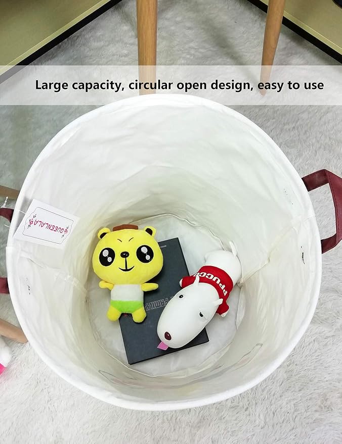 QUEENLALA Large Storage Basket,Laundry Hamper/Bathroom/Home Decor/Collapsible Round Storage Bin,Boys and Girls Hamper/Boxes/Clothing(Golden Unicorn)