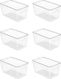 Vtopmart 6 Pack Clear Storage Bins, Pantry Cabinet Organizer Bins with Handle for Pantry Organizer and Storage, Plastic Bins for Fridge, Cabinet, Kitchen, Countertops, Cupboard, Freezer, Medium