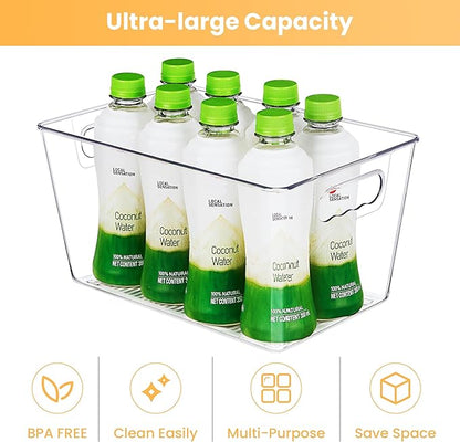YIHONG 8 Pack Clear Pantry Organizer Bins,Plastic Storage Containers with Handle for Kitchen,Freezer,Cabinet,Closet,Bathroom Under Sink Organization