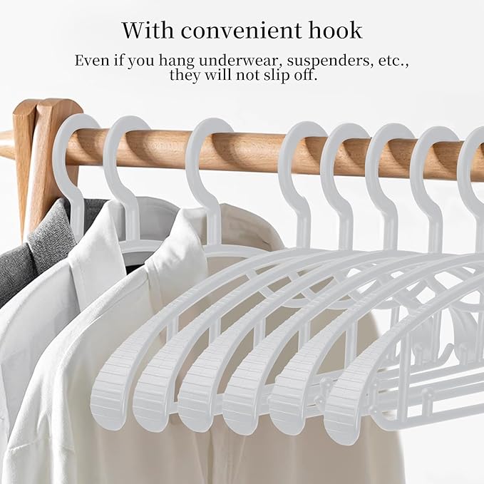 Plastic Clothes Hanger, Extra Thick Plastic Wide Shoulder Adult Slip Resistant Standard Clothing Hanger Ideal for Everyday Use Grey 10 Pack 1.1inch Width