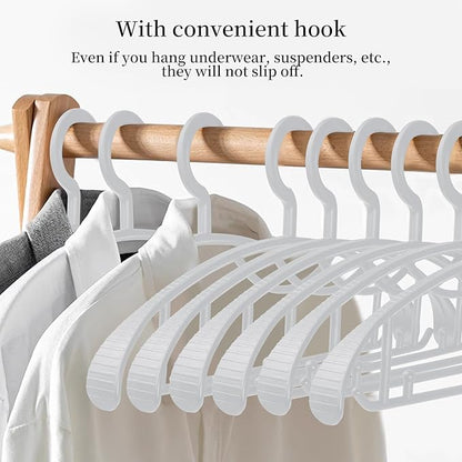 Plastic Clothes Hanger, Extra Thick Plastic Wide Shoulder Adult Slip Resistant Standard Clothing Hanger Ideal for Everyday Use Grey 10 Pack 1.1inch Width