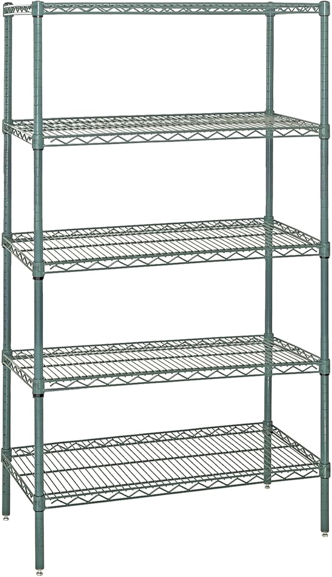 Quantum Storage Systems WR86-2442P-5 Starter Kit Wire Shelves Green Epoxy 5 Shelves 86" H x 42" W x 24" D