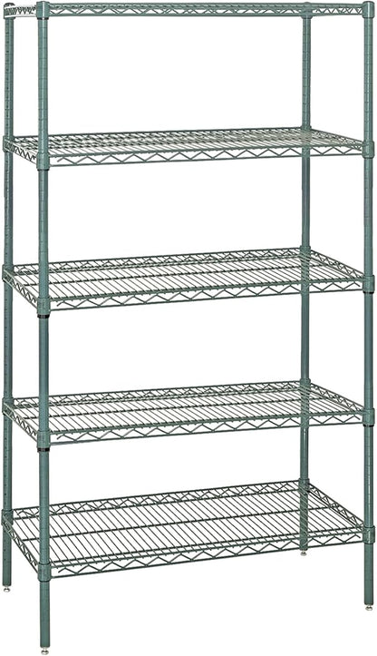 Quantum Storage Systems WR86-2442P-5 Starter Kit Wire Shelves Green Epoxy 5 Shelves 86" H x 42" W x 24" D