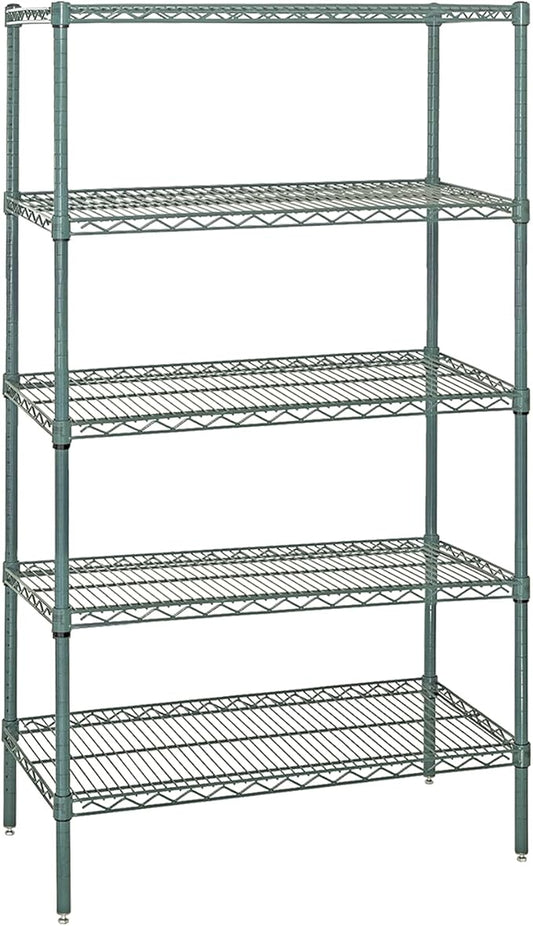 Quantum Storage Systems WR86-2442P-5 Starter Kit Wire Shelves Green Epoxy 5 Shelves 86" H x 42" W x 24" D