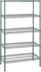 Quantum Storage Systems WR86-2442P-5 Starter Kit Wire Shelves Green Epoxy 5 Shelves 86" H x 42" W x 24" D