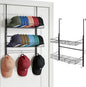 Widousy Over the Door Hat Organizer, 3 Tier Wall Mounted Hat Rack with 2 Adjustable Metal Basket and 3 Hooks, Baseball Cap Organizer Storage up to 29 Caps for Door, Closet, Bedroom