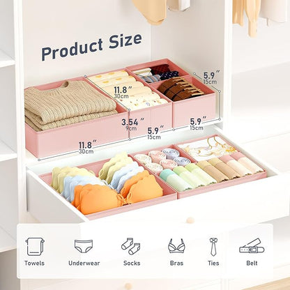 DIMJ Drawer Organizer Clothes Storage - 28 Pack Baby Dresser Organizer for Nursery, Foldable Closet Drawer Organizer Bins for Bedroom Organization, Fabric Storage Dividers for Socks, Underwears, Bras