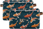 Foldable Storage Baskets Set of 2, Koi Carps 3D Japanese Storage Bins with Handles, Decorative Cloth Organizer Storage Boxes for Home|Office 15 x 11 x 9.5 in