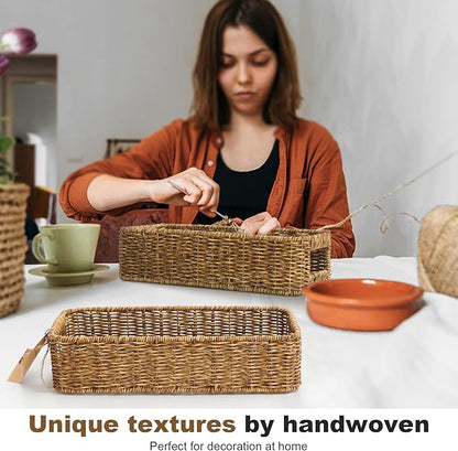 Resin Wicker Toilet Paper Basket: Water-Resistant Handmade Organizer - Natural Tan for Organic Back of Toilet Tank top & Scandinavian Kitchens 1pack