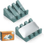 2 Pack Self Draining Silicone Soap Dish with Suction Cups - Non-Slip Bar Soap Holder for Shower & Kitchen, Waterfall Tray Keeps Soap Dry, Easy Clean, Extends Soap Life (Green)
