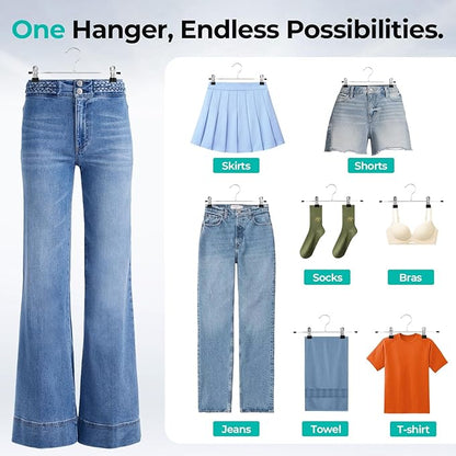 GoodtoU Pants Hangers with Clips - Skirt Hangers 24 Pack Clip Hanger for Pants Jeans Shorts Adjustable Metal Hanger for Heavy Duty