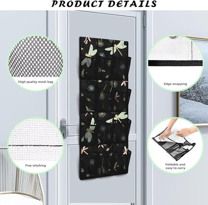 Dragonflies Hanging Storage Bags,Shoe Organizer Door Hanger,Space Saver Hanging Shoe Storage Hanging Bag,Unique Print