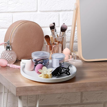 10" Wood Lazy Susan Turntable Organizer, Lazy Susan for Table Top Cabinet Dining Pantry Countertop Cupboard Organization, Decorative Tray for Kitchen Bathroom Decor Coffee Bar Accessories, White