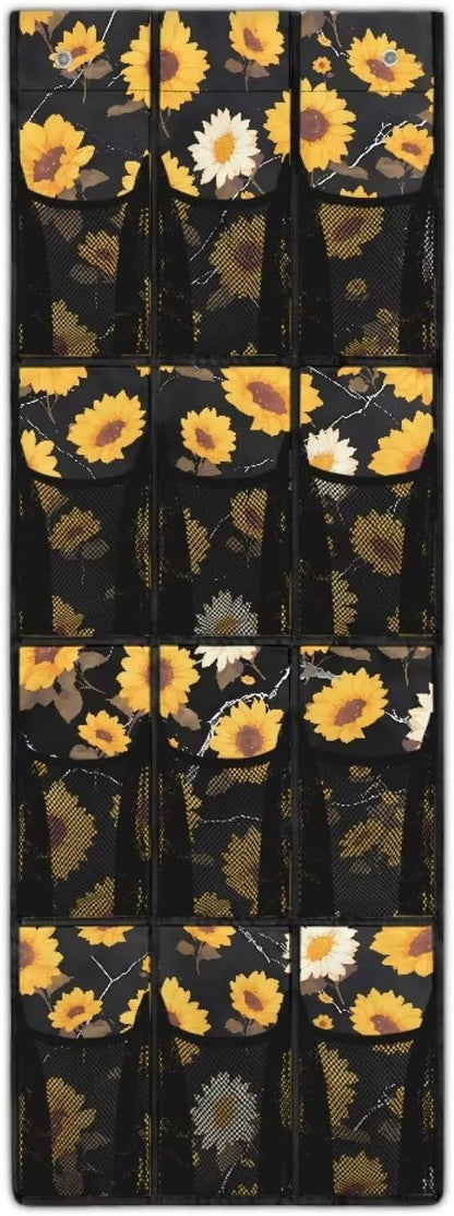 Sunflower Daisy Shoe Organizer Door Hanger,Shoes Hanger Storage Organizer Bag for Bedroom,Hanging Shoe Storage Hanging Bag