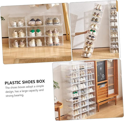 Ciieeo 6pcs Plastic Shoes Box Stackable Storage Containers for Sneakers Organizing Storage Boxes Lids