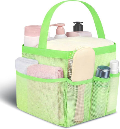 Attmu Mesh Shower Caddy Portable for College Dorm Room Camping Essentials, Shower Caddy Dorm with 9-Pockets, Large Capacity Hanging Basket Bathroom Bag for Toiletry, Swimming, Gym, Camp, Beach