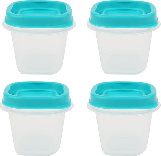 Bundle Rubber Maid Food Storage Containers, Half Cup Food Storage Containers 9 Peice Set, Easy Find Teal Lids, 4 Containers, 4 Lids Chalk Pen And Chalk Labels