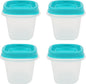 Bundle Rubber Maid Food Storage Containers, Half Cup Food Storage Containers 9 Peice Set, Easy Find Teal Lids, 4 Containers, 4 Lids Chalk Pen And Chalk Labels
