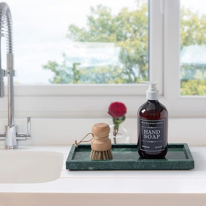 Natural Marble Vanity Tray, Luxury Stone Organizer for Bathroom & Kitchen Counter | Holds Soap Dispenser, Jewelry, Perfume | Non-Resin, Non-Ceramic Décor