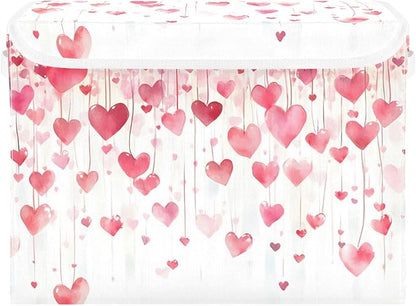 senya Valentines Baskets Collapsible Storage Bins with Lids, Valentines Romantic Love Storage Boxes Clothes Baskets for Organizing