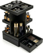 4-Tier Rotating Cologne Organizer with Drawer for Men, Large Capacity Perfume Organizer, Mens Gifts & Desktop Accessories Stand - Spacious for Bottles & Men's Essentials Storage, Modern Black