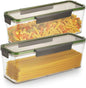 2 Pack Spaghetti Pasta Storage Container - 72oz Clear Plastic Noodle Holder with Airtight Lid Kitchen Pantry Food Storage Organizer for Rice Flour Cereal Oats Cracker Coffee Lasagna (Square*2)